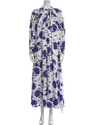 Pre-owned Emilia Wickstead Floral Print Long Dress W/ Tags In White