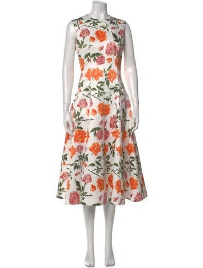 Pre-owned Emilia Wickstead Floral Print Long Dress In White