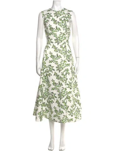 Pre-owned Emilia Wickstead Floral Print Long Dress In White