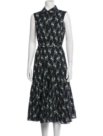 Pre-owned Emilia Wickstead Floral Print Midi Length Dress In Black