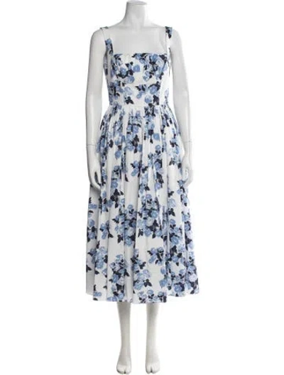 Pre-owned Emilia Wickstead Floral Print Midi Length Dress In Blue
