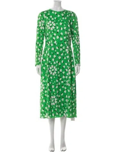 Pre-owned Emilia Wickstead Floral Print Midi Length Dress In Green