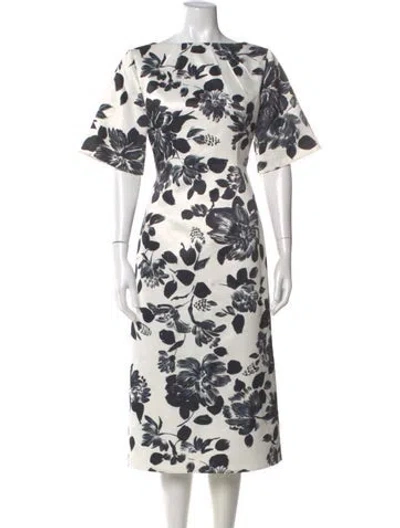 Pre-owned Emilia Wickstead Floral Print Midi Length Dress In Multi