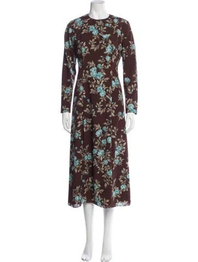 Pre-owned Emilia Wickstead Floral Print Midi Length Dress In Multicolor