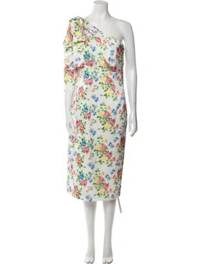 Pre-owned Emilia Wickstead Floral Print Midi Length Dress In Neutral