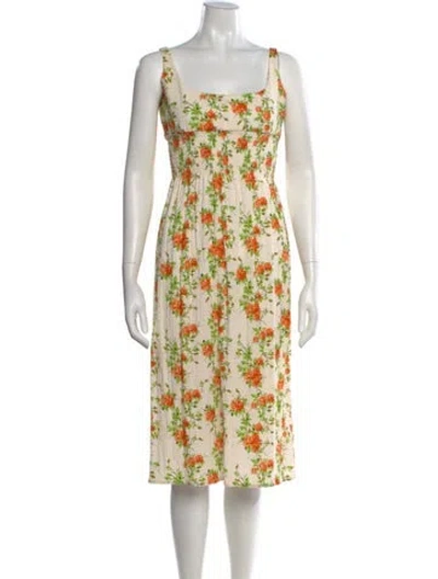 Pre-owned Emilia Wickstead Floral Print Midi Length Dress In Neutral