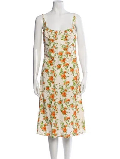 Pre-owned Emilia Wickstead Floral Print Midi Length Dress In Neutral