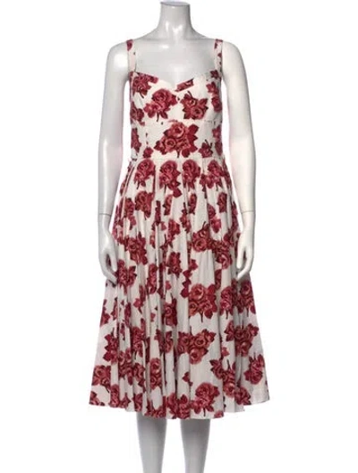 Pre-owned Emilia Wickstead Floral Print Midi Length Dress In Neutrals/pink