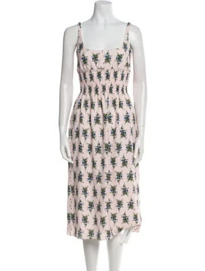 Pre-owned Emilia Wickstead Floral Print Midi Length Dress In Pink