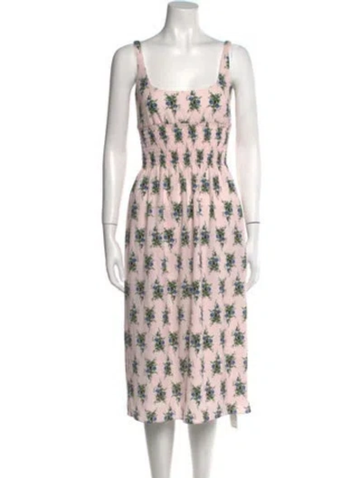 Pre-owned Emilia Wickstead Floral Print Midi Length Dress In Pink