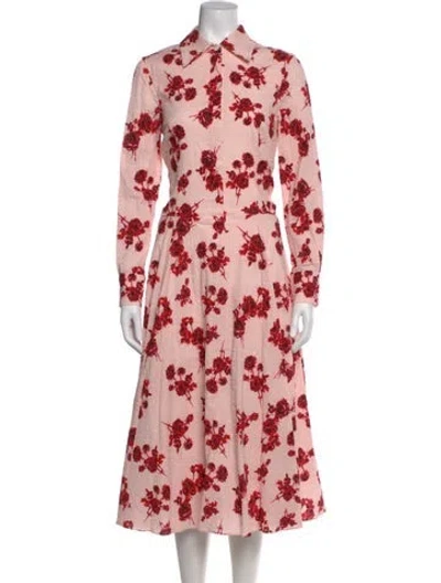 Pre-owned Emilia Wickstead Floral Print Midi Length Dress In Pink