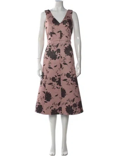 Pre-owned Emilia Wickstead Floral Print Midi Length Dress In Pink