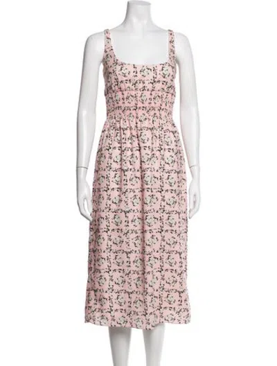 Pre-owned Emilia Wickstead Floral Print Midi Length Dress In Pink