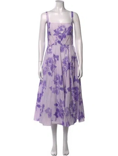 Pre-owned Emilia Wickstead Floral Print Midi Length Dress In Purple