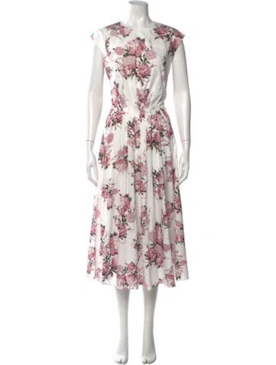 Pre-owned Emilia Wickstead Floral Print Midi Length Dress W/ Tags In Multi