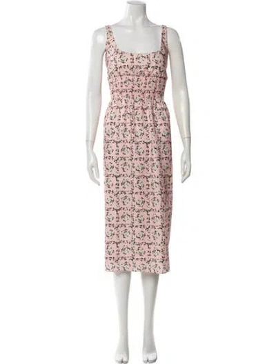 Pre-owned Emilia Wickstead Floral Print Midi Length Dress W/ Tags In Pink
