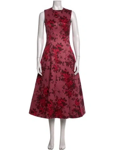 Pre-owned Emilia Wickstead Floral Print Midi Length Dress W/ Tags In Pink