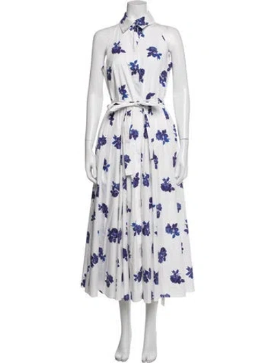 Pre-owned Emilia Wickstead Floral Print Midi Length Dress W/ Tags In White