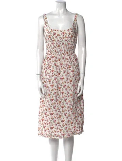 Pre-owned Emilia Wickstead Floral Print Midi Length Dress In White