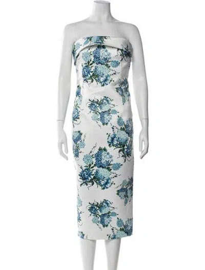 Pre-owned Emilia Wickstead Floral Print Midi Length Dress In White