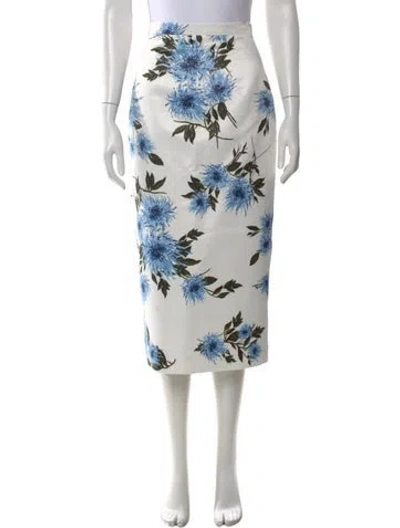 Pre-owned Emilia Wickstead Floral Print Midi Length Skirt In Blue