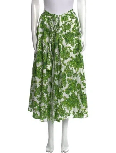 Pre-owned Emilia Wickstead Floral Print Midi Length Skirt In Green