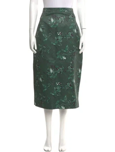 Pre-owned Emilia Wickstead Floral Print Midi Length Skirt In Green