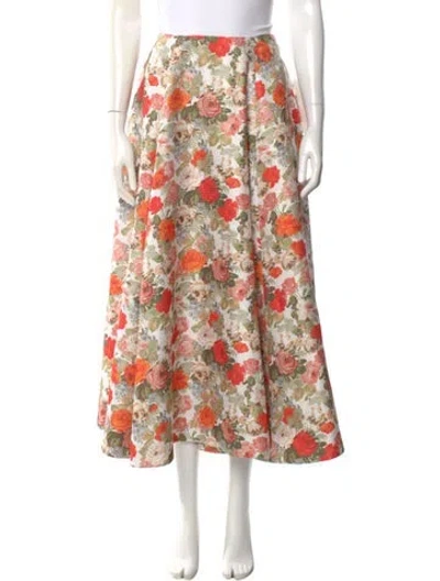 Pre-owned Emilia Wickstead Floral Print Midi Length Skirt In Green