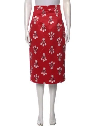Pre-owned Emilia Wickstead Floral Print Midi Length Skirt In Red
