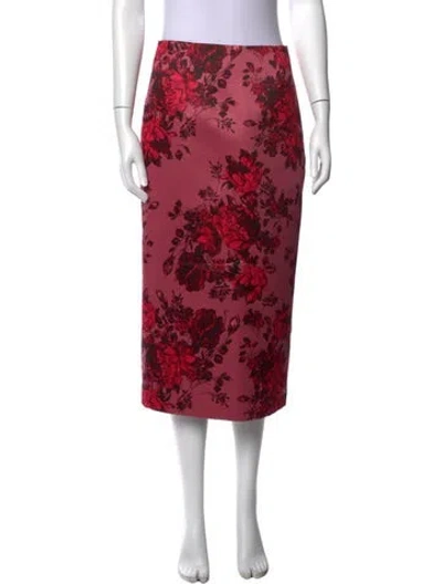 Pre-owned Emilia Wickstead Floral Print Midi Length Skirt In Red