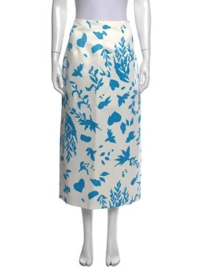Pre-owned Emilia Wickstead Floral Print Midi Length Skirt W/ Tags In White