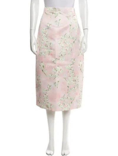 Pre-owned Emilia Wickstead Floral Print Midi Length Skirt In White