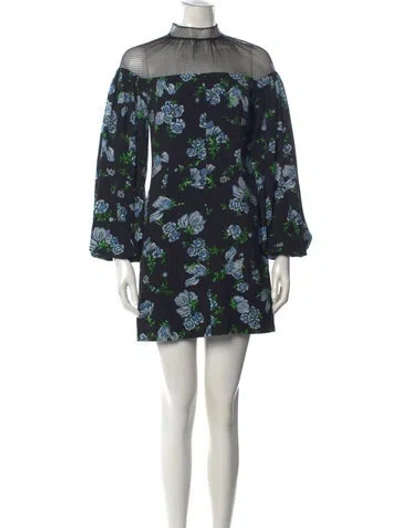 Pre-owned Emilia Wickstead Floral Print Mini Dress In Black