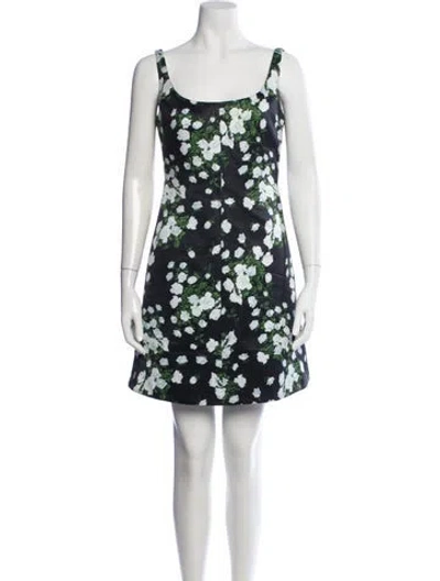 Pre-owned Emilia Wickstead Floral Print Mini Dress In Black