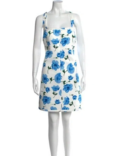 Pre-owned Emilia Wickstead Floral Print Mini Dress In Blue