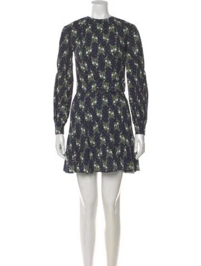 Pre-owned Emilia Wickstead Floral Print Mini Dress In Blue