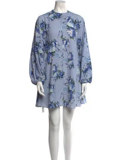Pre-owned Emilia Wickstead Floral Print Mini Dress In Blue