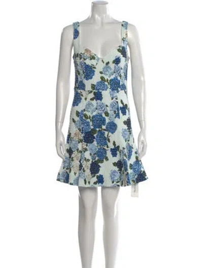 Pre-owned Emilia Wickstead Floral Print Mini Dress In Blue
