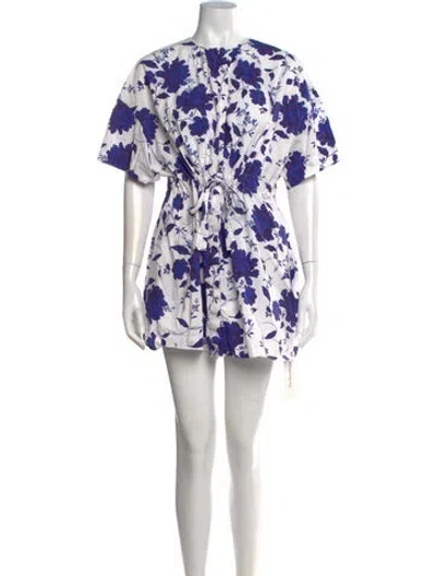 Pre-owned Emilia Wickstead Floral Print Mini Dress In Blue
