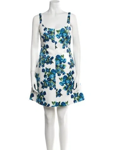 Pre-owned Emilia Wickstead Floral Print Mini Dress In Blue