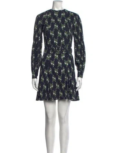 Pre-owned Emilia Wickstead Floral Print Mini Dress In Blue