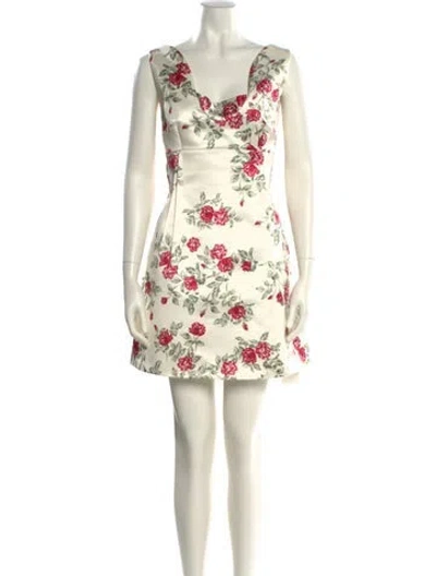 Pre-owned Emilia Wickstead Floral Print Mini Dress In Neutral
