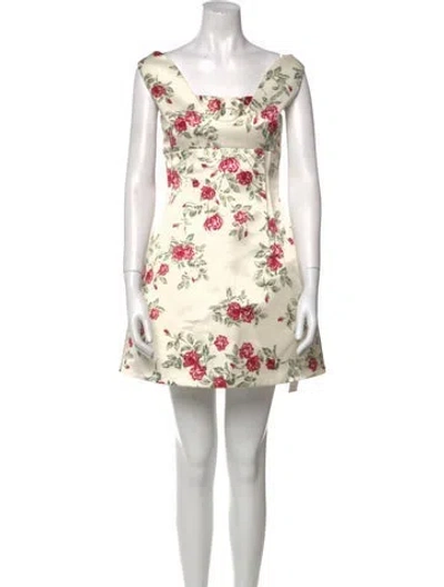 Pre-owned Emilia Wickstead Floral Print Mini Dress In Neutral