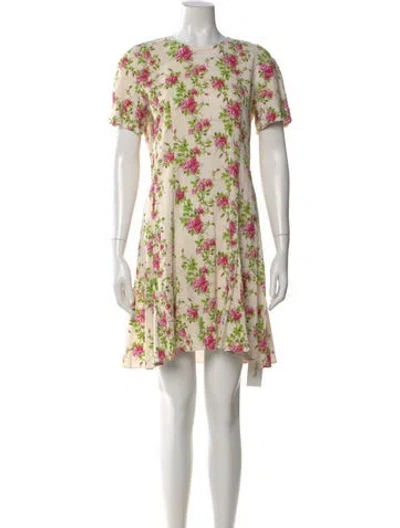 Pre-owned Emilia Wickstead Floral Print Mini Dress In Neutral