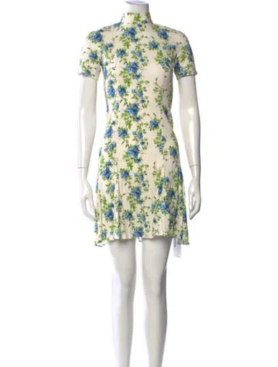 Pre-owned Emilia Wickstead Floral Print Mini Dress In Neutrals