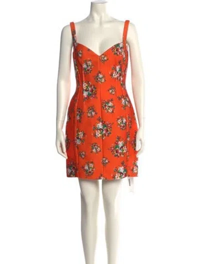 Pre-owned Emilia Wickstead Floral Print Mini Dress In Orange