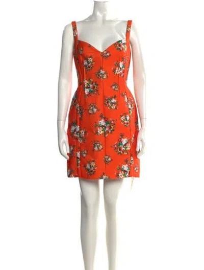 Pre-owned Emilia Wickstead Floral Print Mini Dress In Orange