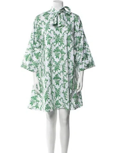 Pre-owned Emilia Wickstead Floral Print Mini Dress W/ Tags In Green