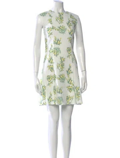 Pre-owned Emilia Wickstead Floral Print Mini Dress W/ Tags In Neutral
