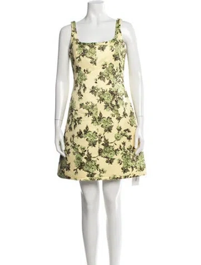 Pre-owned Emilia Wickstead Floral Print Mini Dress W/ Tags In Yellow